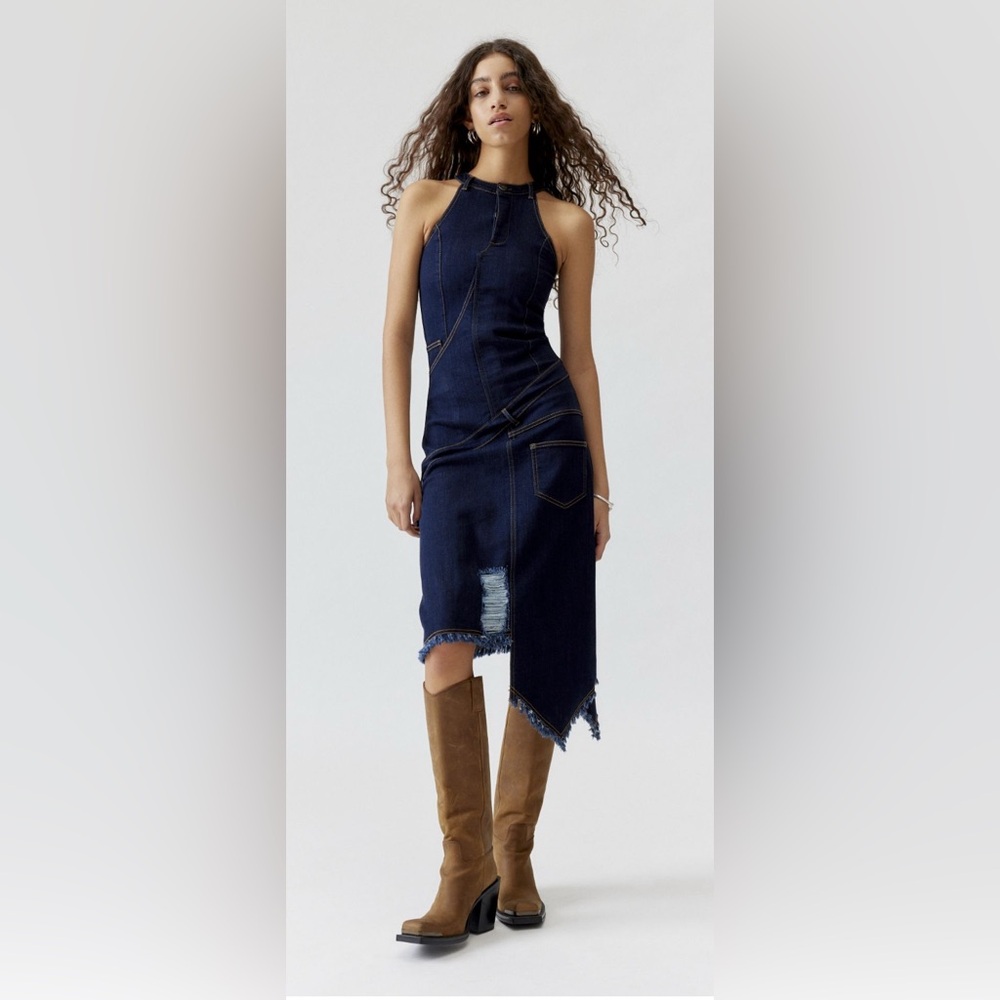 NWT Basic Pleasure Mode Bailey Denim Midi Dress